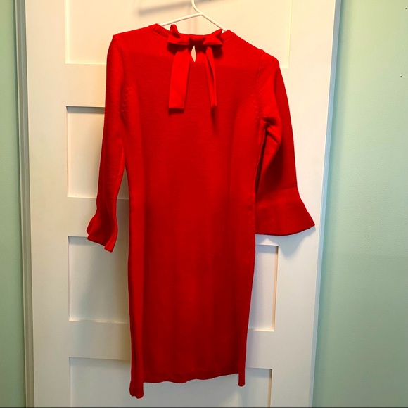 Talbots Red 3/4 Bell Sleeve Sweater Dress. Small Petite.  EC - Picture 2 of 4